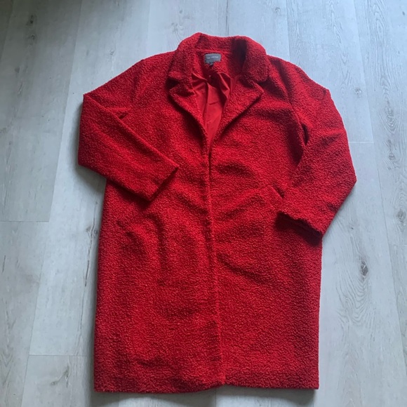 The Limited Teddy/Faux Fur Coat Red SZ XL classic elegant mid length fall winter - Picture 1 of 8